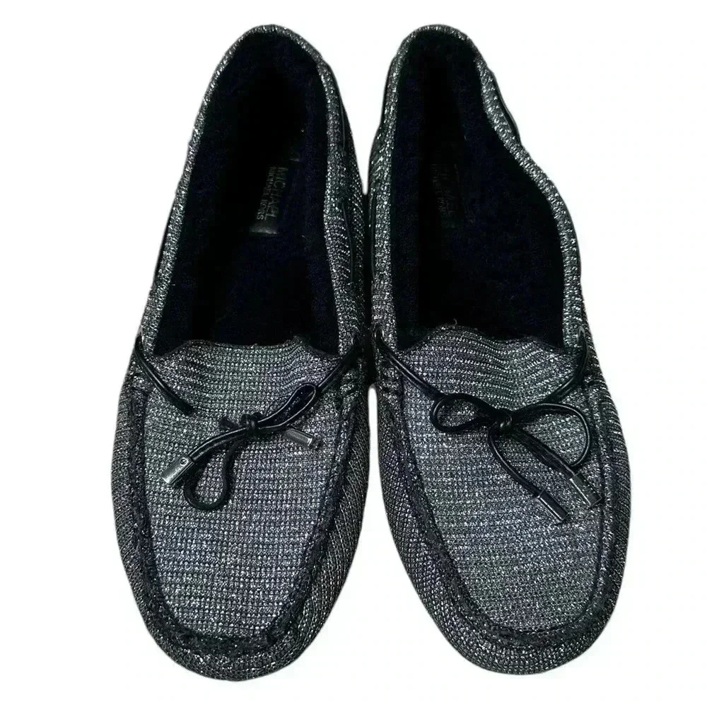 Michael Kors Sutton slides silver glitter moccasins Women’s Size 9.5 loafers